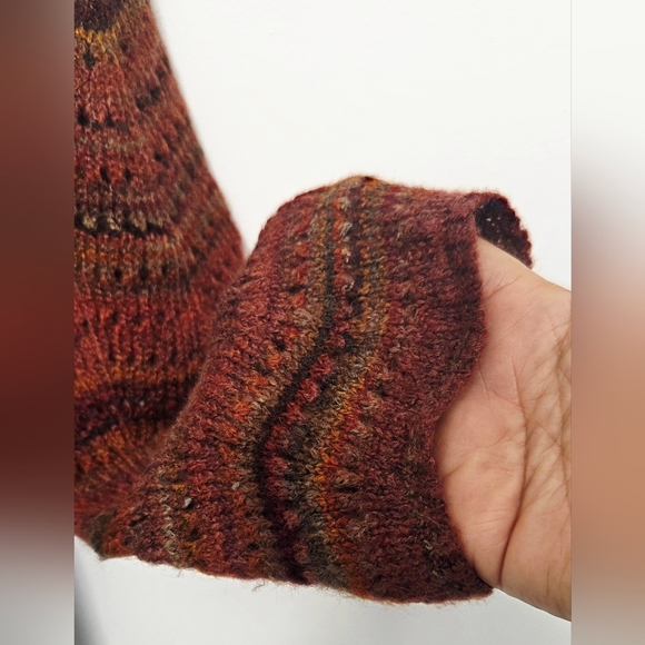 Royal Robbins Multi- Coloured Purple and Brown Crochet Knit Sz L Hooded Sweater - Picture 6 of 16